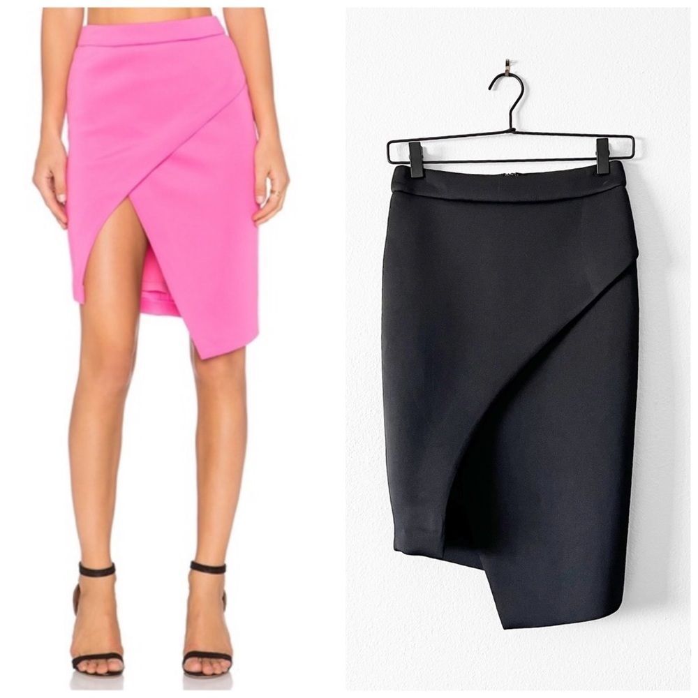 Revolve Blq Basic Black Scuba Knit Wrap Skirt Sz 0 - image 1